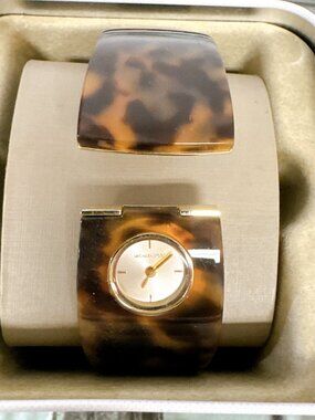 Michael Kors Wilkie MK4313 Tortoise Acetate Gold Bangle Watch 27.5mm Quartz